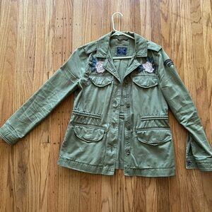 Embroidered Olive Green Women's Jacket